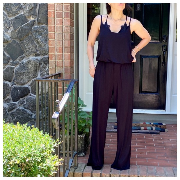 BLACK WIDE LEG TANK JUMPSUIT - Picture 6 of 11